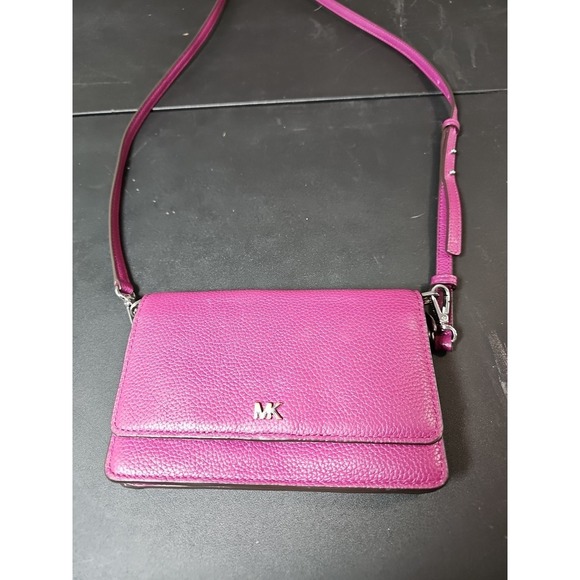 Michael Kors Pebbled Leather Convertible Crossbody Bag Plum - Picture 1 of 12